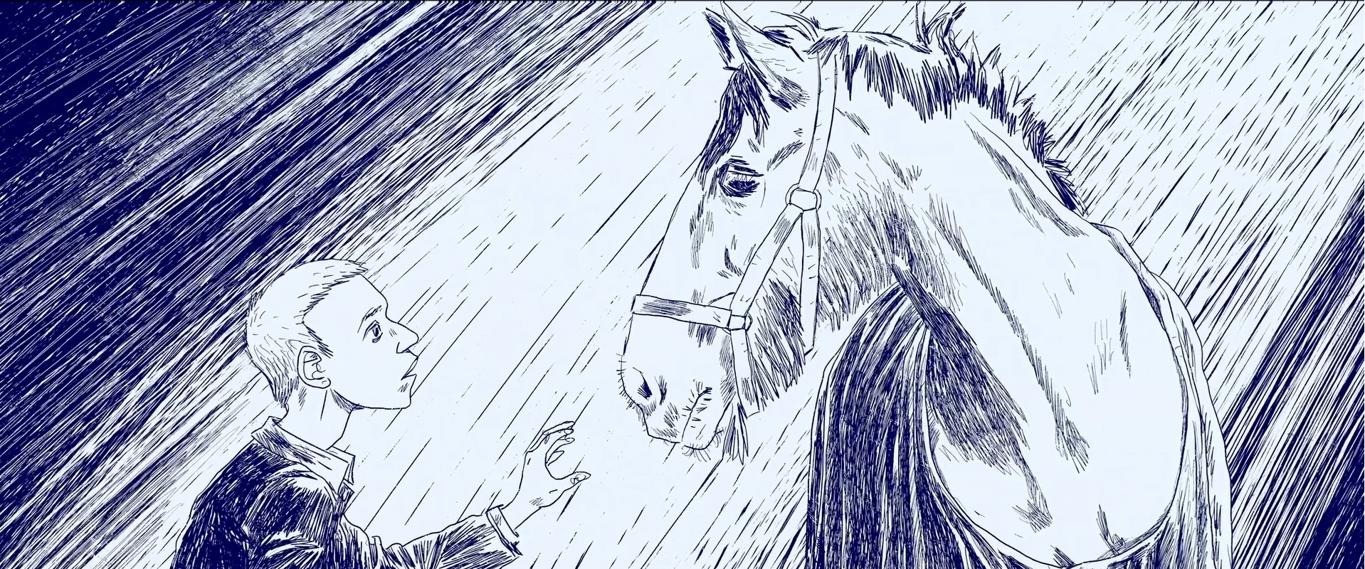 En 1884 François-Henri Théret est enfermé en maison de correction pour le vol d'une couverture pour cheval - Dessin de Renan Coquin